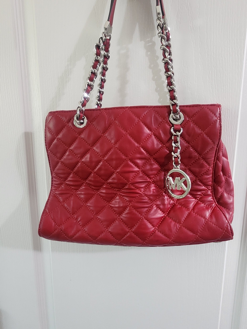 Michael Kors Quilted Red Shoulder Tote